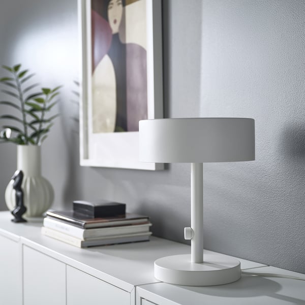 NYMÅNE table lamp, white, 33 cm