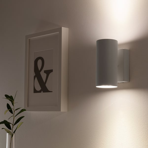 NYMÅNE wall up/downlighter, wired-in, white, 7 cm