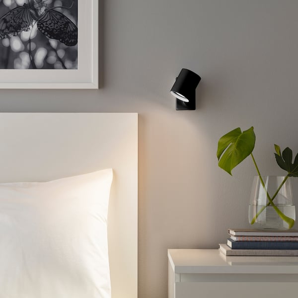 NYMÅNE wall/reading lamp, wired-in inst, anthracite, 7 cm