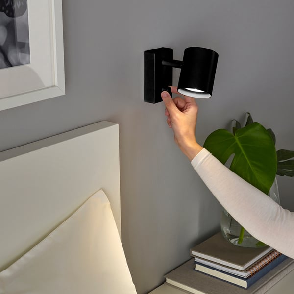 NYMÅNE wall/reading lamp, wired-in inst, anthracite, 7 cm