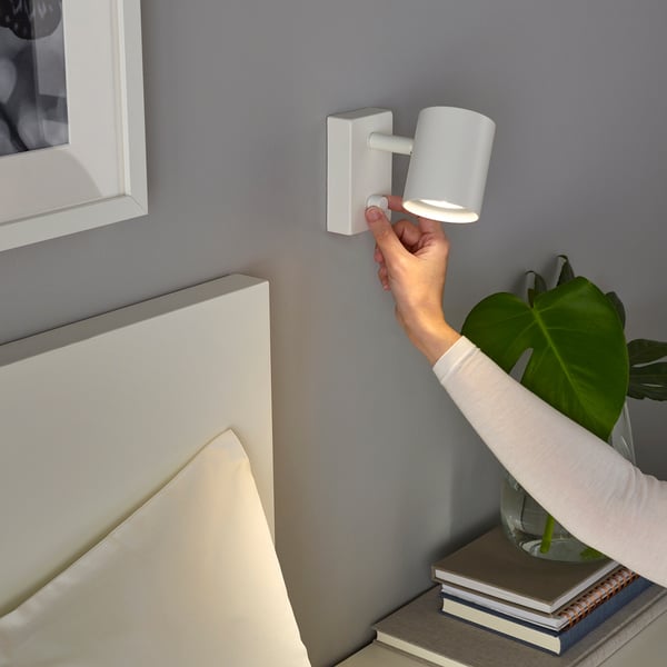 NYMÅNE wall/reading lamp, wired-in inst, white, 7 cm