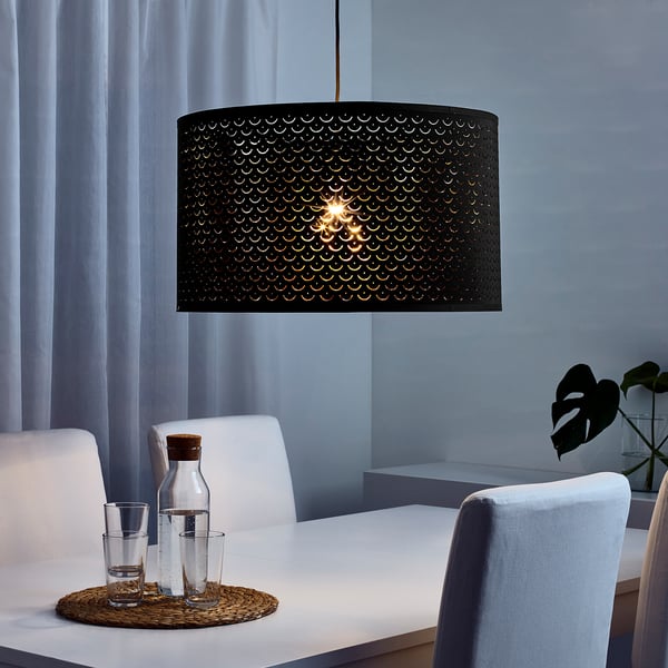 NYMÖ lamp shade, black/brass-colour, 59 cm