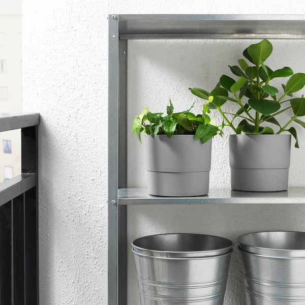 NYPON plant pot, in/outdoor grey, 15 cm