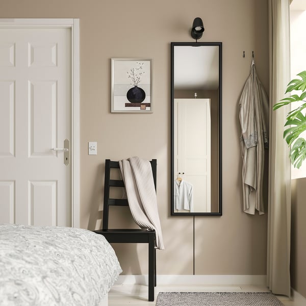 NYPONBUSKE mirror, black, 40x135 cm