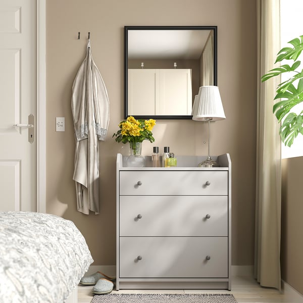 NYPONBUSKE mirror, black, 65x65 cm