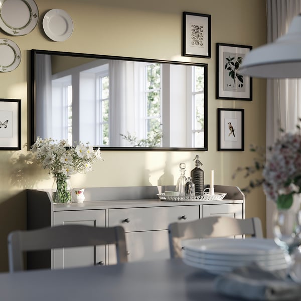 NYPONBUSKE mirror, black, 65x135 cm