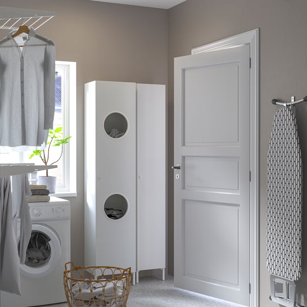 NYSJÖN laundry cabinet, white, 40x190 cm