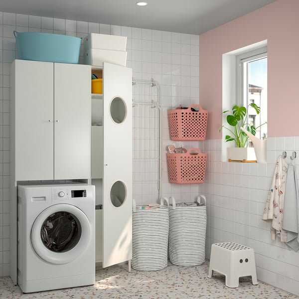 NYSJÖN laundry cabinet, white, 40x190 cm