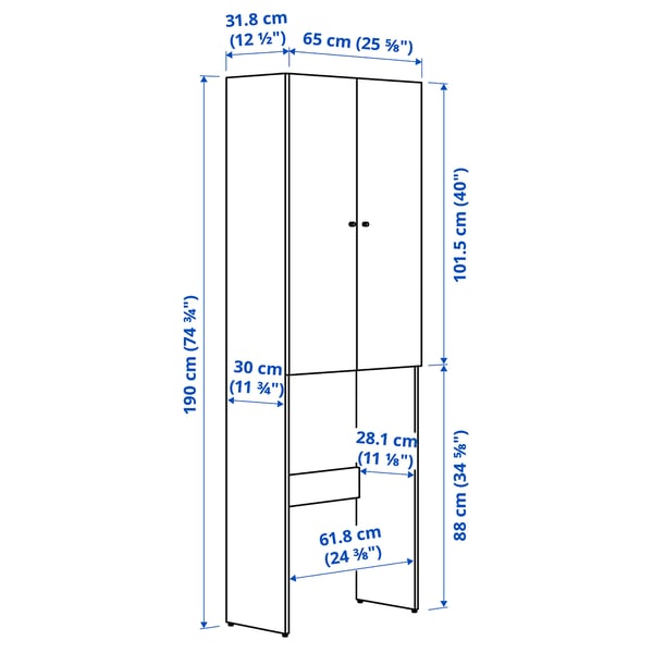 NYSJÖN cabinet for washing machine, white, 65x190 cm
