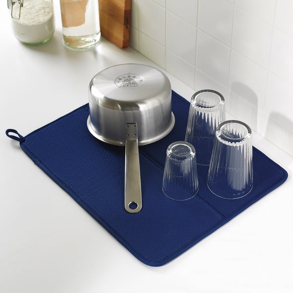 NYSKÖLJD dish drying mat, blue