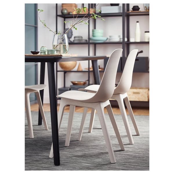 ODGER chair, white/beige, 45x81x51 cm