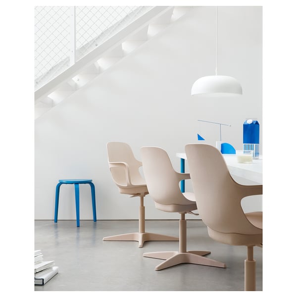 ODGER swivel chair, white/beige, 68 cm