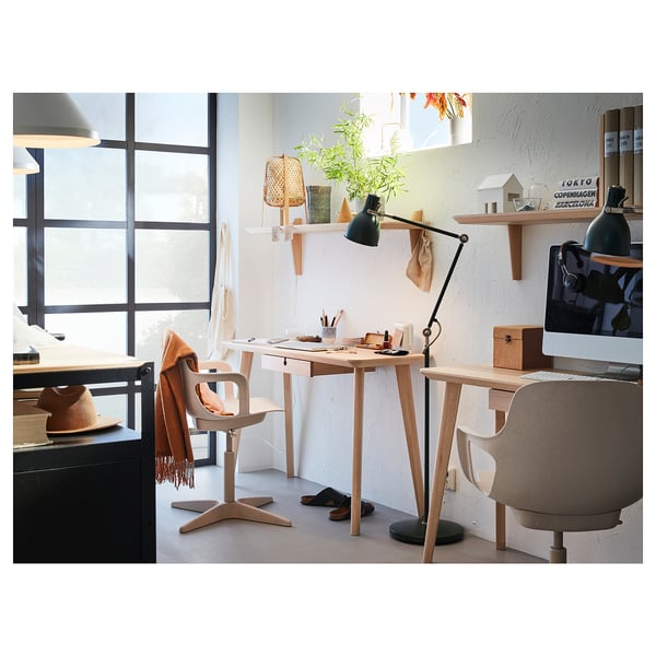 ODGER swivel chair, white/beige, 68 cm