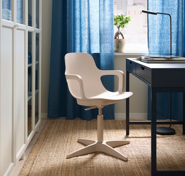 ODGER swivel chair, white/beige, 68 cm