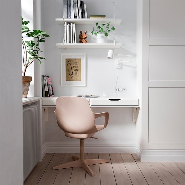 ODGER swivel chair, white/beige, 68 cm