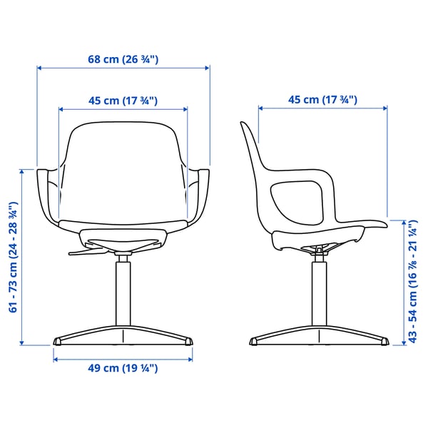 ODGER swivel chair, white/beige, 68 cm