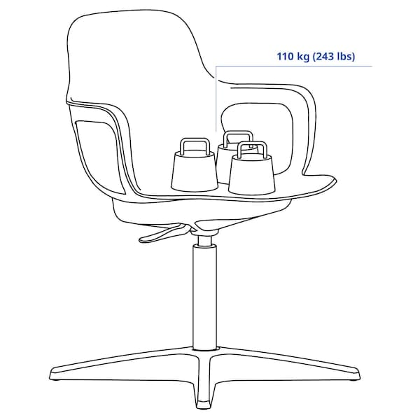 Ikea ODGER - Swivel chair, white/beige