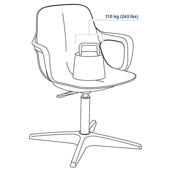 ODGER swivel chair, white/beige, 68 cm