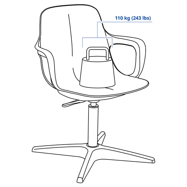 ODGER swivel chair, white/beige, 68 cm