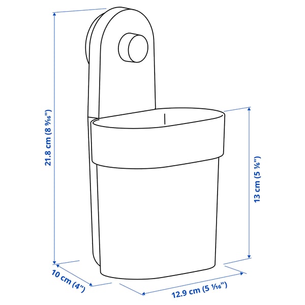 ÖBONÄS container with suction cup, grey-beige, 12.9x21.8x10 cm