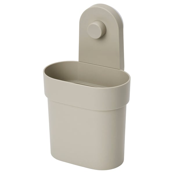 ÖBONÄS container with suction cup, grey-beige, 12.9x21.8x10 cm