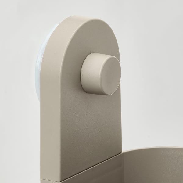 ÖBONÄS container with suction cup, grey-beige, 12.9x21.8x10 cm