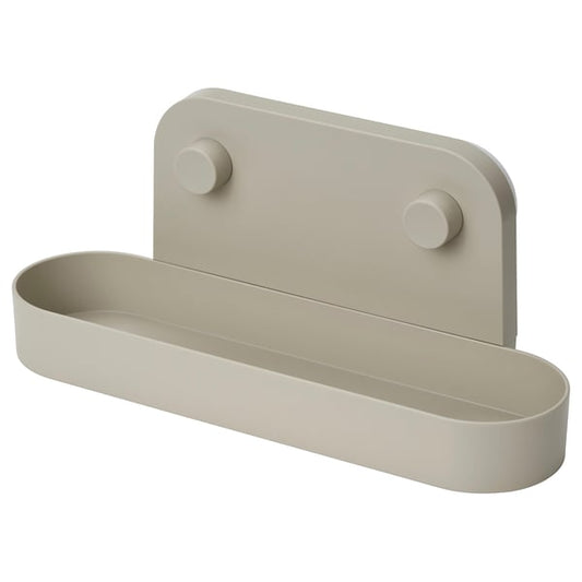 ÖBONÄS - Shelf with suction cup, grey-beige,28 cm