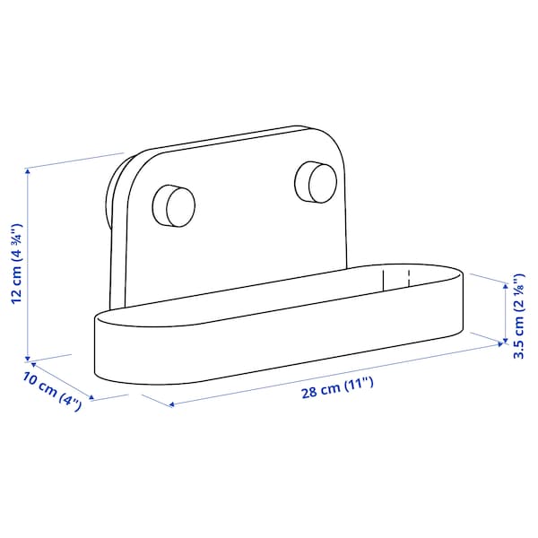 ÖBONÄS - Wall shelf with suction cup, grey-green, 28 cm