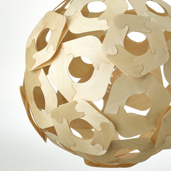 ÖDLEBLAD / SUNNEBY pendant lamp, birch veneer/white, 48 cm