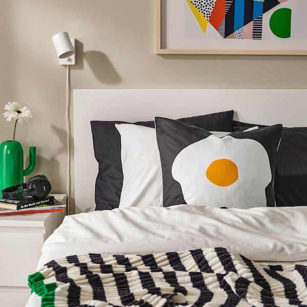 ÖGONLOCKSMAL - Cushion cover, black/white, 50x50 cm