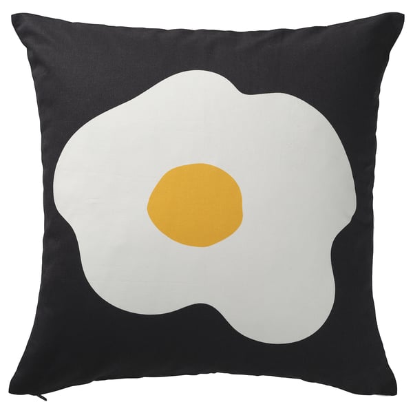 ÖGONLOCKSMAL cushion cover, black/white