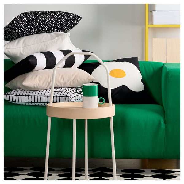 ÖGONLOCKSMAL cushion cover, black/white