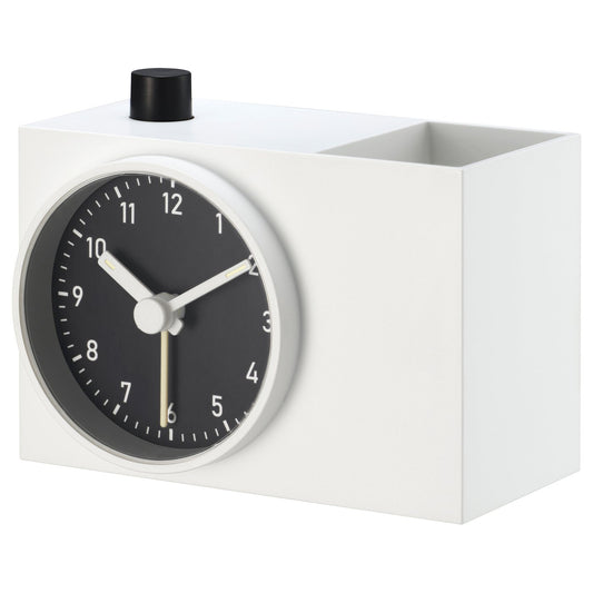 ÖKENMARSVIN alarm clock, white, 110 mmx86 mmx63 mm cm