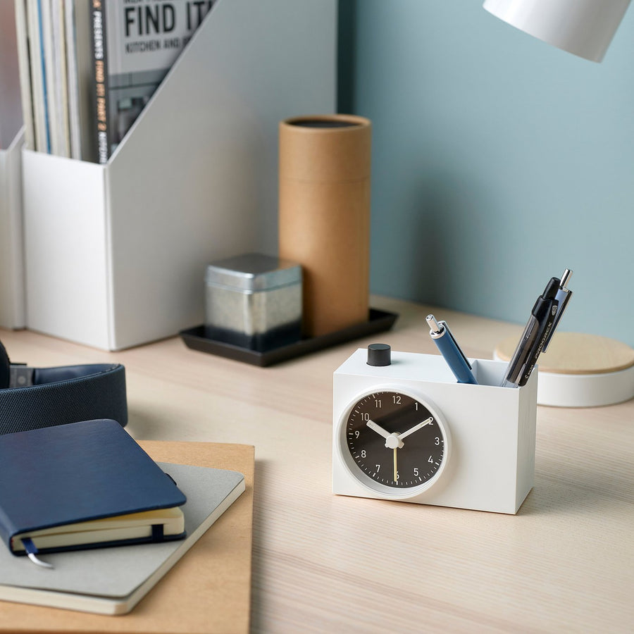 ÖKENMARSVIN alarm clock, white, 110 mmx86 mmx63 mm cm