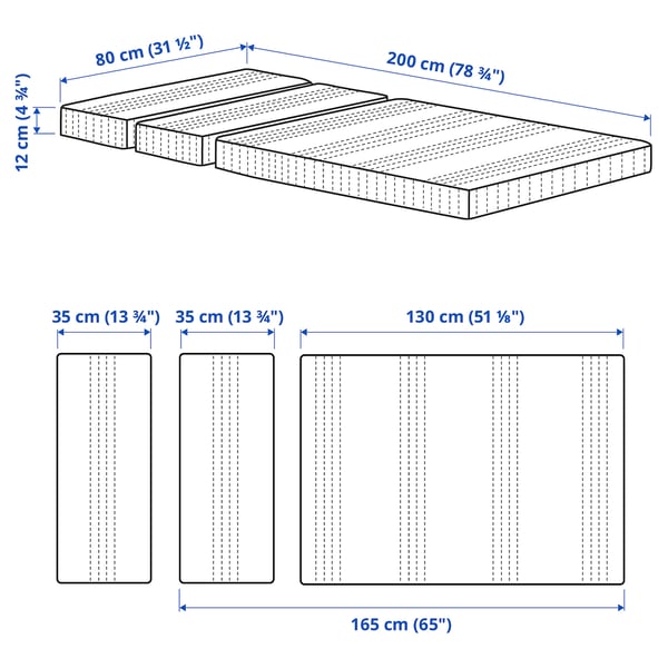 ÖMSINT Spring mattress insacch bed allun 80x200 cm , 80x200 cm