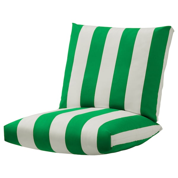 ÖNNESTAD - Armchair cushion set, green/white/Radbyn