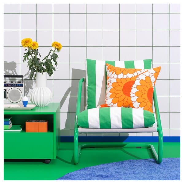Ikea ÖNNESTAD - Armchair cushion set, green/white/Radbyn