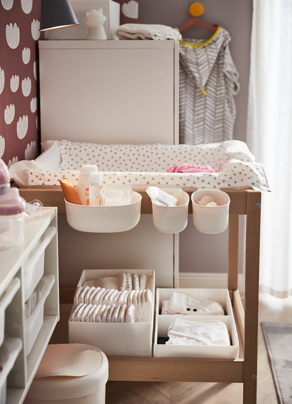 ÖNSKLIG stor baskets changing tbl set of 4, white, 27x26x23 cm