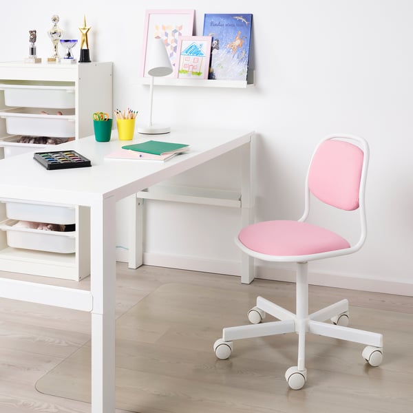 ÖRFJÄLL children's desk chair, white/Vissle pink, 39x83x53 cm