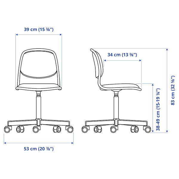 Ikea ÖRFJÄLL - Children's desk chair, white/Vissle light green