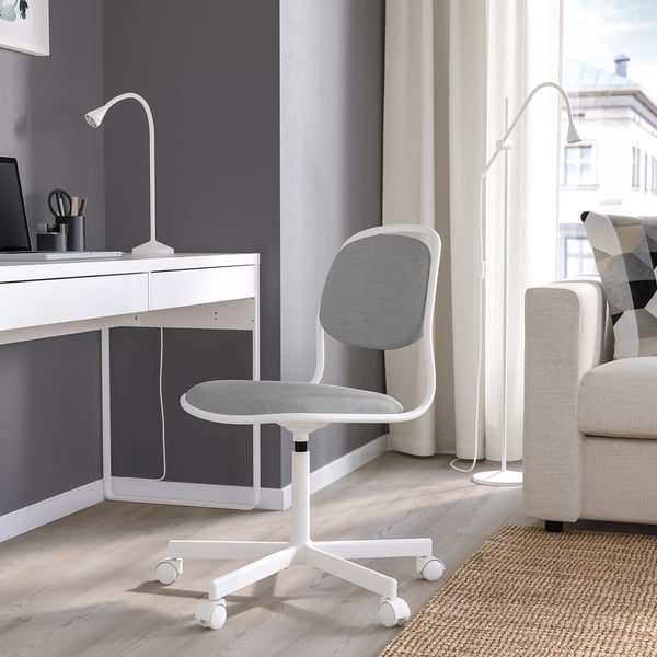 ÖRFJÄLL swivel chair, white/Vissle light grey, 68 cm
