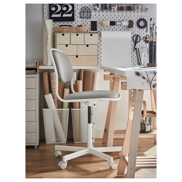 ÖRFJÄLL swivel chair, white/Vissle light grey, 68 cm