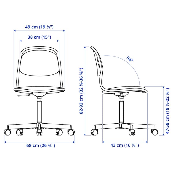 Ikea ÖRFJÄLL Swivel chair - white/Vissle light grey