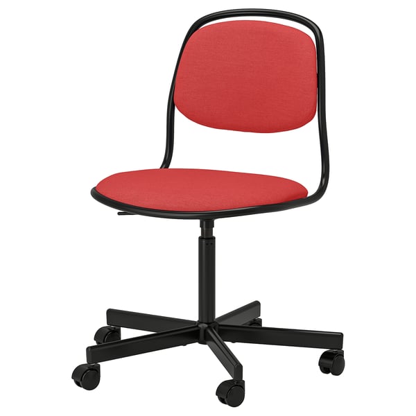 ÖRFJÄLL swivel chair, black/Vissle red, 68 cm