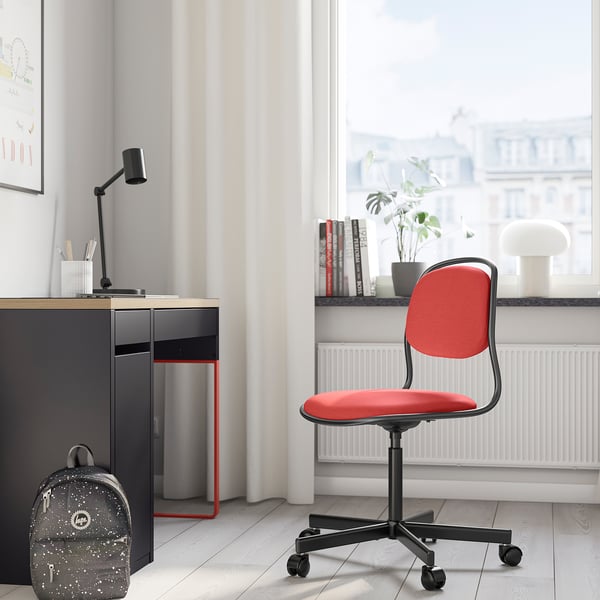 ÖRFJÄLL swivel chair, black/Vissle red, 68 cm