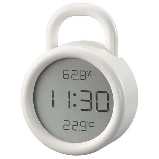 ÖRNVRÅK clock with hygro-/thermometer, white, 8x3 cm