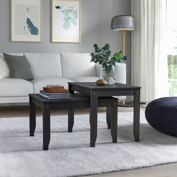 ÖRSKÄR nest of tables, set of 2, in/outdoor dark grey, 70x43 cm