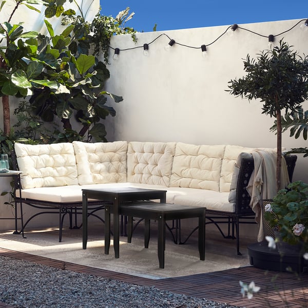 ÖRSKÄR nest of tables, set of 2, in/outdoor dark grey, 70x43 cm