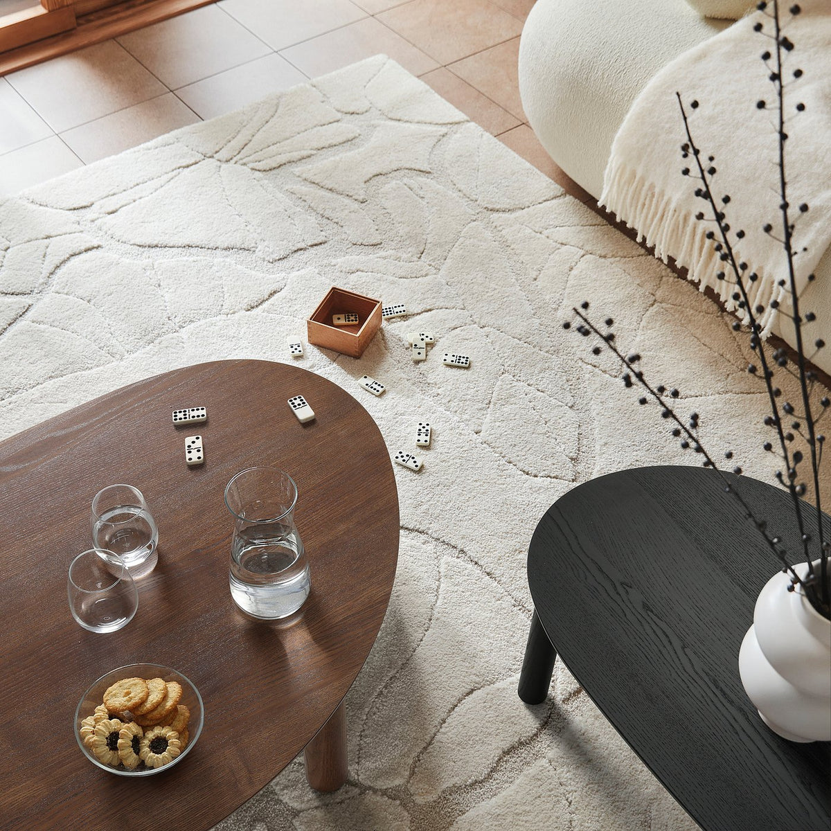 ÖRTRÄSK nest of tables, set of 2, brown/black ash veneer