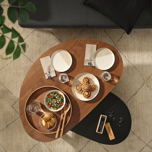 ÖRTRÄSK nest of tables, set of 2, brown/black ash veneer